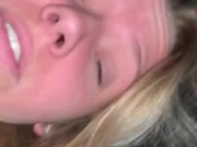 Blonde gf gets tired of riding takes creampie from the back 5/16