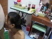 Thai girl plays with my cock and I piss in her mouth 15/16
