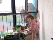 Cute Babe Masturbate Pussy and Fucking Dildo on the Balcony 5/16