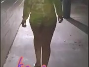 Ass jiggling while walking in public with no panties on