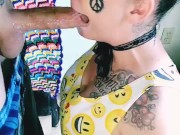 Beautiful Hippy gives balls deep blowjob for sloppy oral creampie 14/16