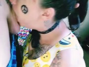 Beautiful Hippy gives balls deep blowjob for sloppy oral creampie 3/16