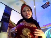 arabic goddess sexy belly dancing strip tease and pole tricks, worship this thick arab ass! 3/16