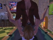 Pantyhose Babe Fucks 3 Guys at a Sports Bar 14/16