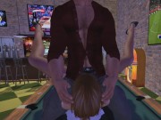 Pantyhose Babe Fucks 3 Guys at a Sports Bar 15/16