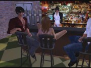 Pantyhose Babe Fucks 3 Guys at a Sports Bar 2/16
