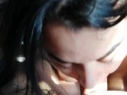 Jen returns from the gym, and her boyfriend cums on his face! (blowjob)  10/16