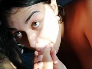 Jen returns from the gym, and her boyfriend cums on his face! (blowjob)  11/16