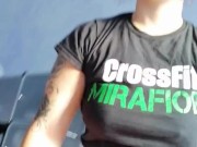 Jen returns from the gym, and her boyfriend cums on his face! (blowjob)  5/16