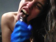Blue Latex Glove Spit Wet BLACK DILDO HANDJOB Nasty DIRTY TALK Quarantine Pandemic Social Distance 14/16