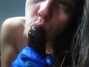 Blue Latex Glove Spit Wet BLACK DILDO HANDJOB Nasty DIRTY TALK Quarantine Pandemic Social Distance 16/16