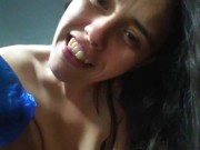 Blue Latex Glove Spit Wet BLACK DILDO HANDJOB Nasty DIRTY TALK Quarantine Pandemic Social Distance 2/16