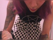 Amazing pink hair girlfriend deep thorat Throbbing oral creampie. POV pulsating cum close up  1/16