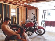 Horny MILF Face Fucked and Bent Over Creampie in Garage 4/16