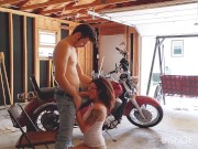Horny MILF Face Fucked and Bent Over Creampie in Garage 7/16