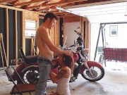 Horny MILF Face Fucked and Bent Over Creampie in Garage 8/16