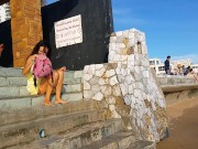 Pussy Flash at BEACH BAR # Micro Mini Bikini at Public Bar Party 4/16