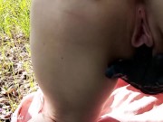 Masked Babe Fingering Pussy in Gloves and Orgasm Outdoor in the Forest 10/16