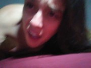 Oops I peed! PAWG Pink TRIES to FART but Can't! Accidentally Pees Bed Licks Piss Puddle Yum! 14/16