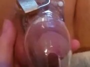 Playing with hubby's caged dick 1/16