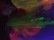 Dirty Slut Gets Some Glowing Cum In her Painted Pussy