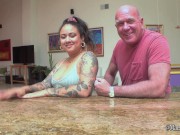 Peeing and Fucking Chubby Tattooed Kingsley 1/16