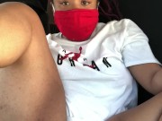 Ebony Try Not to Get Caught Masturbating in Parking Lot