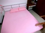 Lovely girl Regina Noir in satin lingerie. 1 Curves gracefully on the bed. 2/16