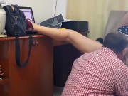 Lady boss - 3 Cunnilingus with an engineer The lady called an engineer to repair the MFP.  13/16