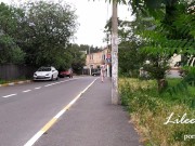 Crazy exhibitionist naked walks around the city. No panties, risky. 7/16