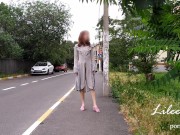 Crazy exhibitionist naked walks around the city. No panties, risky. 9/16