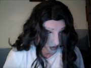 Naughty May is wearing her silicone female chest, hand gloves, and... vagina !!! 2/16