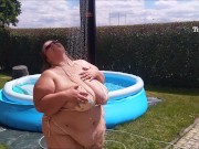 SSBBW tiny bikini shower, the water runs over my sexy fat body in slow motion! 6/16