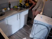 Horny wife seduces plumber in the kitchen while husband at work 12/16