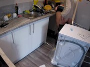 Horny wife seduces plumber in the kitchen while husband at work 14/16