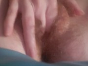 Babysitter plays with hairy pussy and finger fucks self to orgasm 15/16