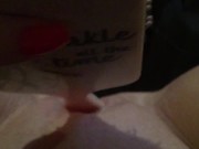 Teen fucks her tight pussy with hairbrush & squirts while family are next door 10/16