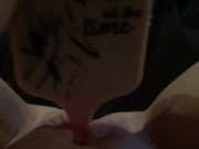 Teen fucks her tight pussy with hairbrush & squirts while family are next door 13/16