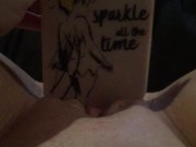 Teen fucks her tight pussy with hairbrush & squirts while family are next door 7/16