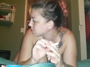 PAWG wife smoking a cig while bent over getting it doggie style 1/16