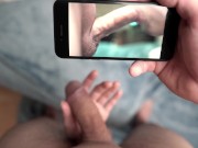 CAUGHT WATCHING PORN, She Jerked Me Off And Takes Cum Onto Her Perfect Tits 4K 1/16