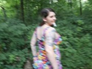 Upskirt POV outdoor public flashing, smoking & pussy play in the woods on public hiking trail 10/16