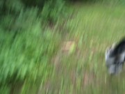 Upskirt POV outdoor public flashing, smoking & pussy play in the woods on public hiking trail 3/16