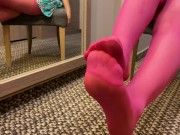 AMATEUR TEEN - tired after school caresses her legs making massage (footfetish,nylon) 10/16