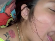 Mia Summer swallowing thick load while she's barrd out  12/16
