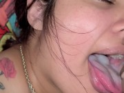 Mia Summer swallowing thick load while she's barrd out  9/16