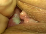 Sperm harvesting from fucked pussy with closeup of creampie inside the tight and shaved - Sneak Peak 13/16