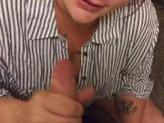 Redhead slut deepthroating big fat white cock  8/16