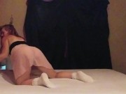 Cute Babe Playing In Frilly Socks Close Up Squirting Pussy 3/16