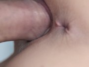 CLOSE UP TIGHT TEEN PUSSY POUNDED BY BWC, Cum Onto Ass. Teen Orgasm 4K 3/16